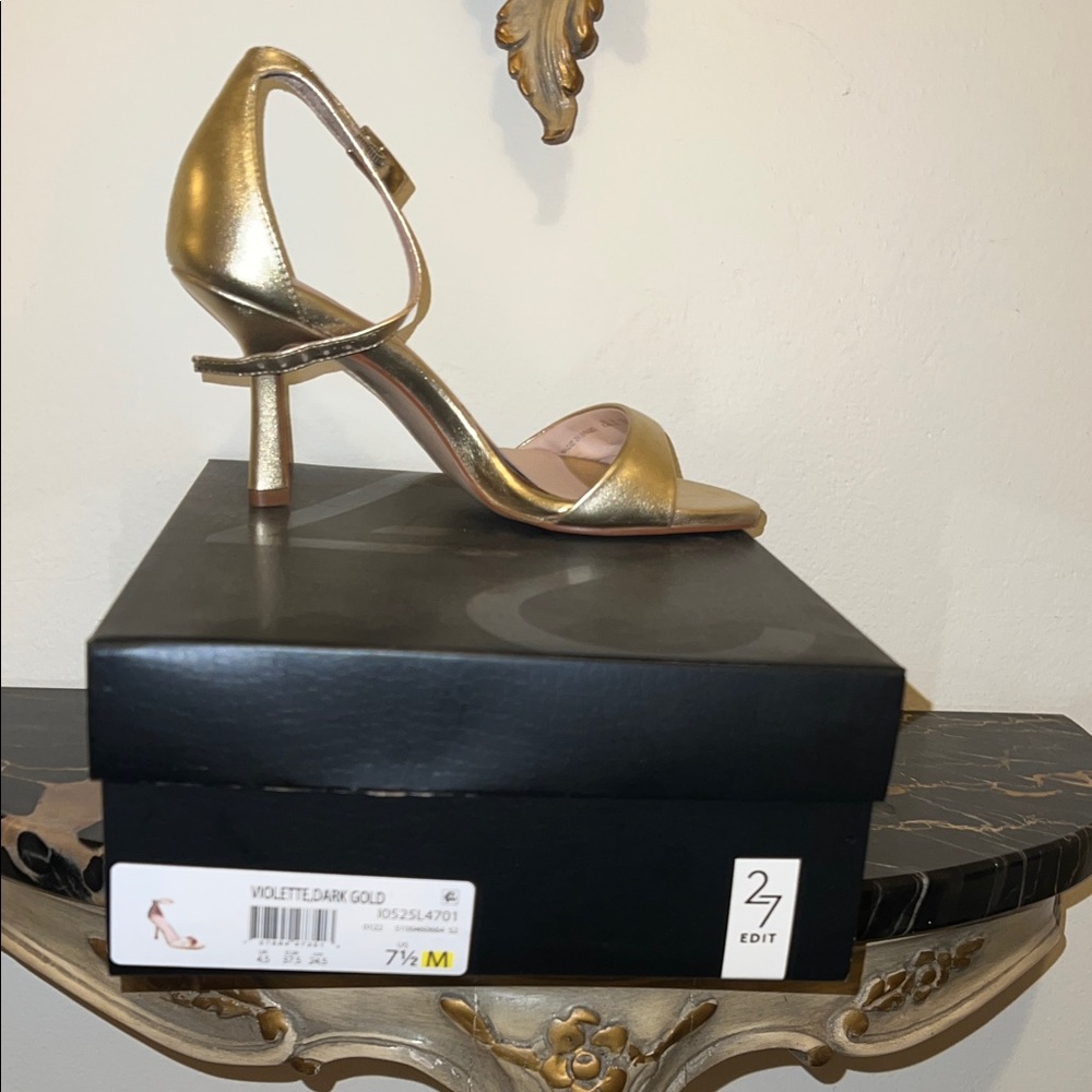 27 EDIT Women's Metallic Gold Heels